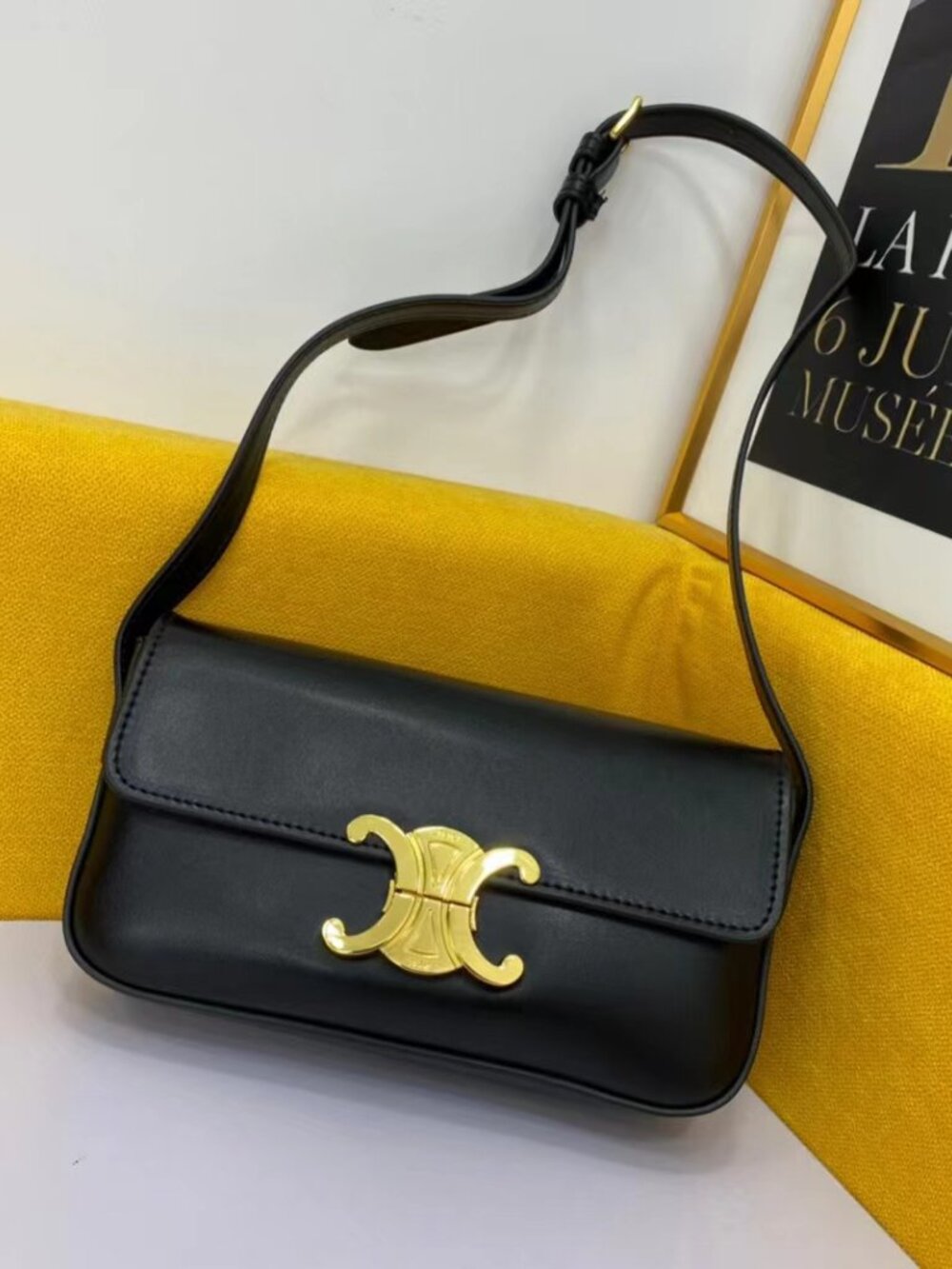 Celine Black Medium Triomphe Bag
